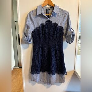 BCBGMaxAzria Navy and White Dress